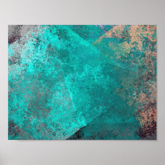 abstrakt türkisfarbener aquamariner Grunge-Hinterg Poster