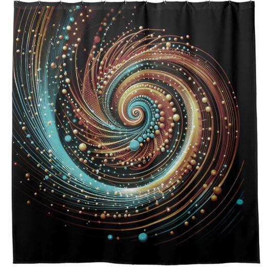 Abstrakt türkisfarbener Duschvorhang aus blauem Ku (Vorderseite)