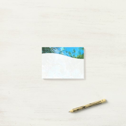 Abstrakt türkisfarbener Ozean Blau- und Algengrün Post-it Klebezettel (Auf Schreibtisch)