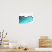 Abstrakt Türkisgrün-goldfarbener Alkoholtinte Poster (Küche)