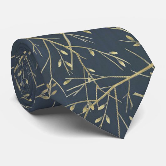 Abstrakt Twigs Navy Blue Gray Krawatte (Gerollt)
