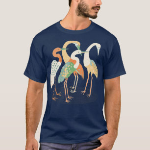 Abstrakt Vintage australische Crane Birds Illustra T-Shirt