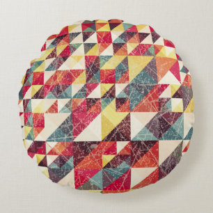 Abstrakt, vintage geometrischer Hintergrundpattern Rundes Kissen