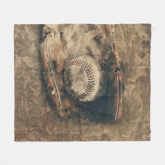 Abstrakt Vintager Baseball Fleecedecke (Vorderseite (Horizontal))