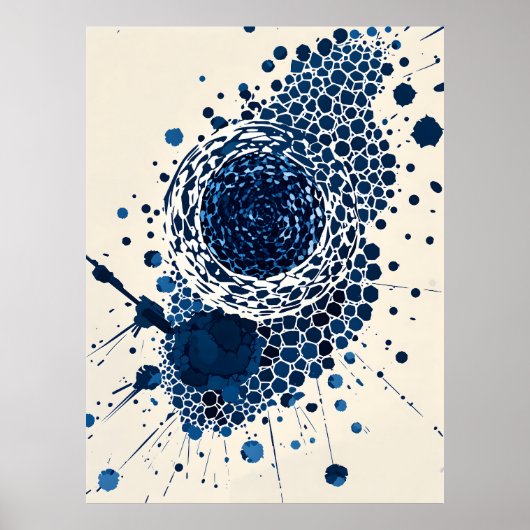 Abstrakt Vortex: Deep Blue, Textured, Modern Art Poster (Vorne)