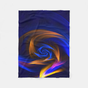 Abstrakt Vortex Shape Blue Orange Fleecedecke