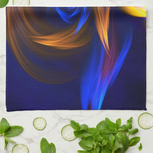 Abstrakt Vortex Shape Blue Orange Geschirrtuch (Gefaltet)