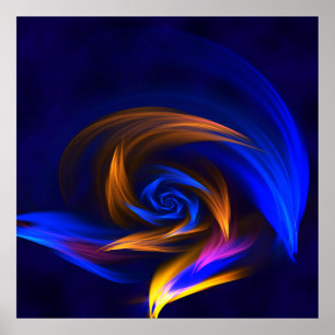 Abstrakt Vortex Shape Blue Orange Poster