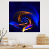 Abstrakt Vortex Shape Blue Orange Poster (Küche)