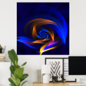 Abstrakt Vortex Shape Blue Orange Poster (Heimbüro)