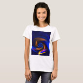 Abstrakt Vortex Shape Blue Orange T-Shirt (Vorne ganz)