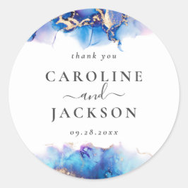 Abstrakt Watercolor Gefallen Vielen Dank Runder Aufkleber