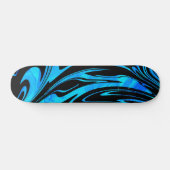 Abstrakt Wave Aqua Blue Black Skateboard (Horizontal)