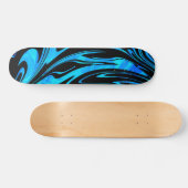 Abstrakt Wave Aqua Blue Black Skateboard (Horizontal)