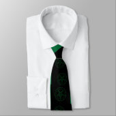 Abstrakt Wave Baphomet Neck Tie {Green} Krawatte (Gebunden)