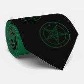 Abstrakt Wave Baphomet Neck Tie {Green} Krawatte (Gerollt)
