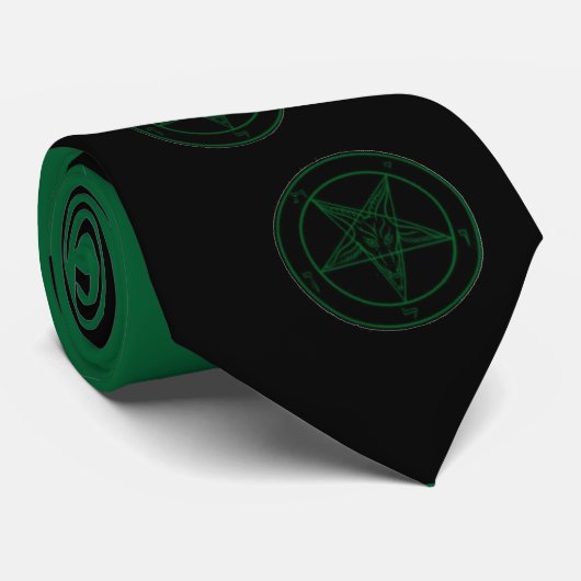 Abstrakt Wave Baphomet Neck Tie {Green} Krawatte (Gerollt)