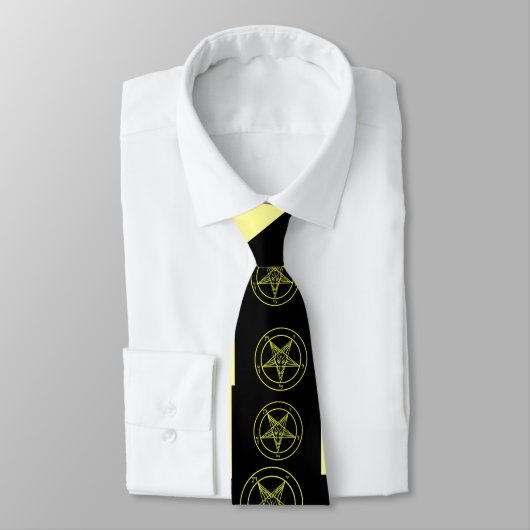Abstrakt Wave Baphomet Neck Tie {Yellow} Krawatte (Gebunden)