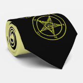Abstrakt Wave Baphomet Neck Tie {Yellow} Krawatte (Gerollt)