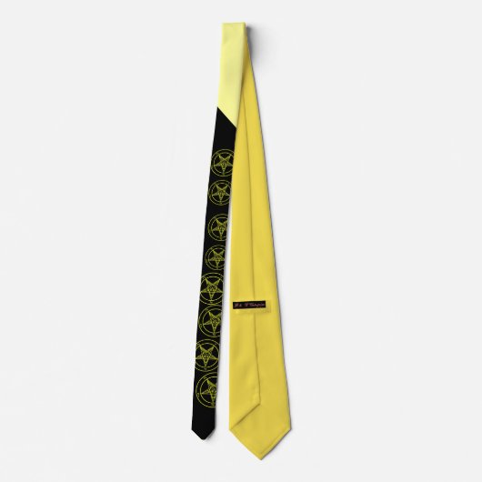 Abstrakt Wave Baphomet Neck Tie {Yellow} Krawatte (Rückseite)