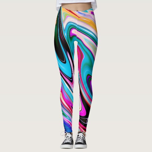 Abstrakt Wave Marble Stone Leggings (Vorderseite)