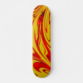 Abstrakt Wave Red Yellow Skateboard