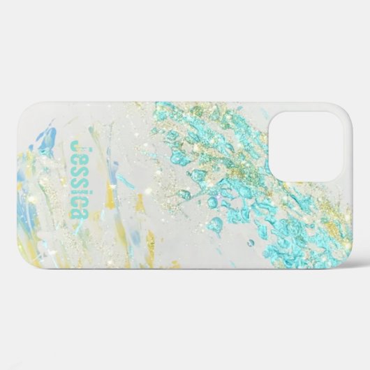 Abstrakt WaVe Türkis Personalisiert Art IPhone Case-Mate iPhone Hülle (Rückseite (Horizontal))