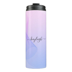 Abstrakt Wavelines Pink Blue Thermosbecher