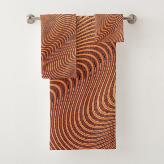 Abstrakt Waves Badetuch Set - Beige Braun (Insitu)