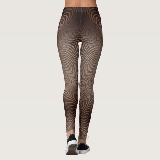 Abstrakt Waves Dark Brown Art Leggings (Rückseite)