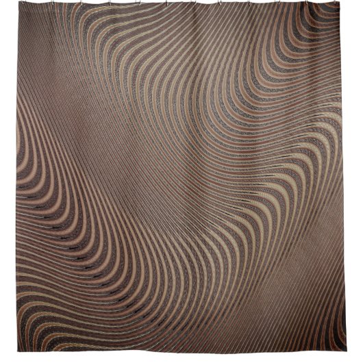 Abstrakt Waves Dark Brown Duschvorhang (Vorderseite)