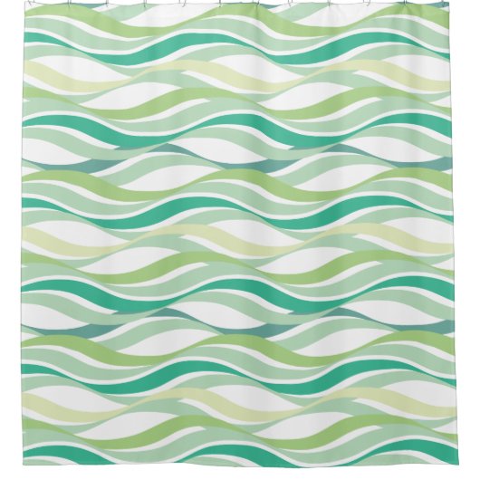 Abstrakt Waves Grünes ADD Hintergrundfarbe Duschvorhang (Vorderseite)