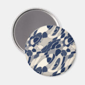 Abstrakt Wavy Blue & Beige Magnet (Vorderseite/Rückseite)