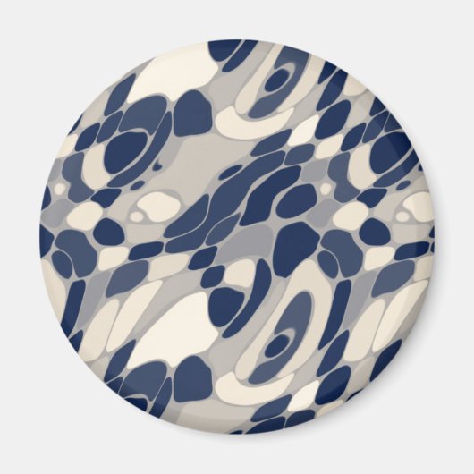 Abstrakt Wavy Blue & Beige Magnet (Vorne)