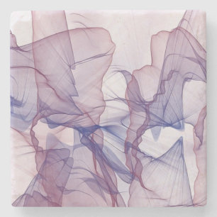 Abstrakt-weiß-blau und lila Aquarell Steinuntersetzer