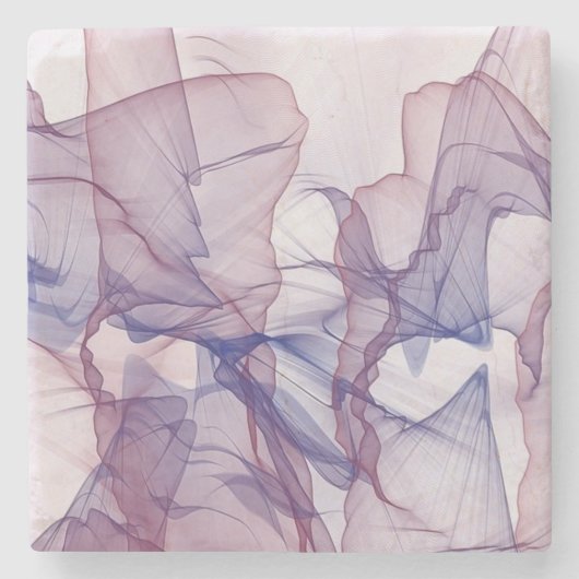 Abstrakt-weiß-blau und lila Aquarell Steinuntersetzer (Vorderseite)