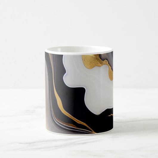 Abstrakt, weiß, schwarz und goldfarben, abstrakt kaffeetasse (Mittel)