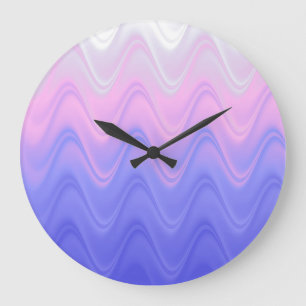Abstrakt Wellenförmig Pink Lila Große Wanduhr