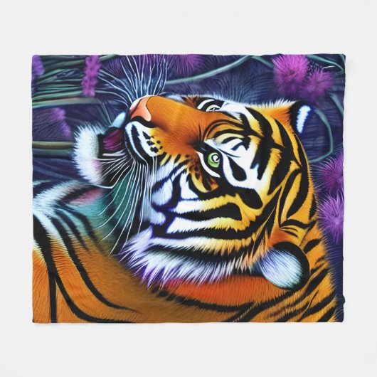Abstrakt Wild Majestic Predator Tiger Fleecedecke (Vorderseite (Horizontal))