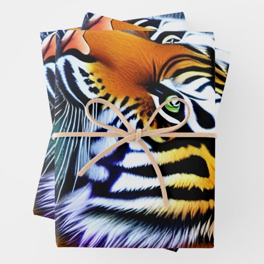 Abstrakt Wild Majestic Predator Tiger Geschenkpapier Set (Beispiel)