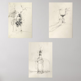 Abstrakt Wine Triptych - Bilderwand Sets