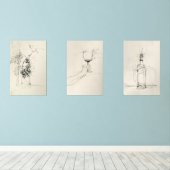 Abstrakt Wine Triptych - Bilderwand Sets (Holzboden)