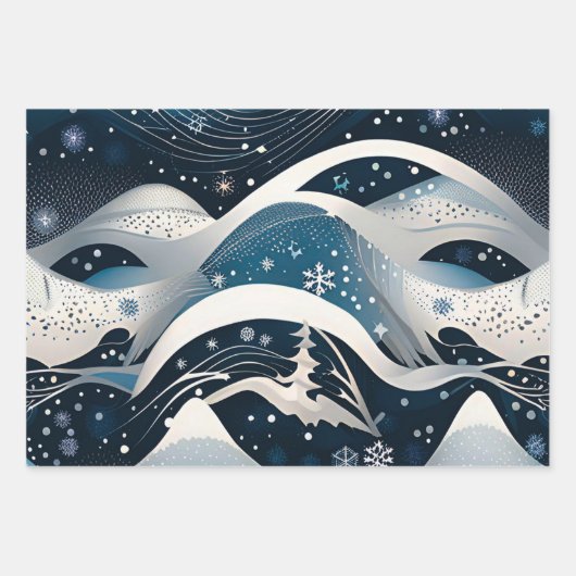 Abstrakt Winter Wonderland Geschenkpapier Set (Vorderseite 3)