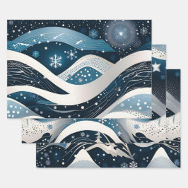 Abstrakt Winter Wonderland Geschenkpapier Set