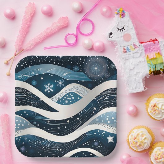 Abstrakt Winter Wonderland Square Pappteller (Party)