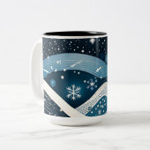 Abstrakt Winter Wonderland Zweifarbige Tasse (Vorderseite Links)