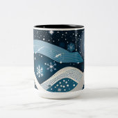 Abstrakt Winter Wonderland Zweifarbige Tasse (Mittel)
