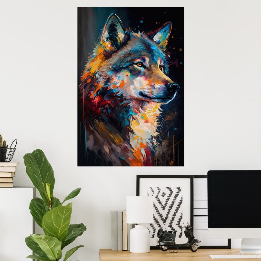 Abstrakt Wolf Poster (Heimbüro)