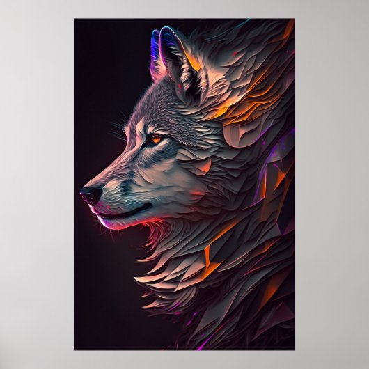 Abstrakt Wolf Wall Art Poster (Vorne)