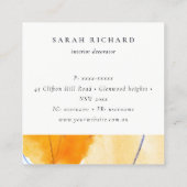 Abstrakt Yellow Blue Aquarell Kunst Danke Quadratische Visitenkarte (Rückseite)